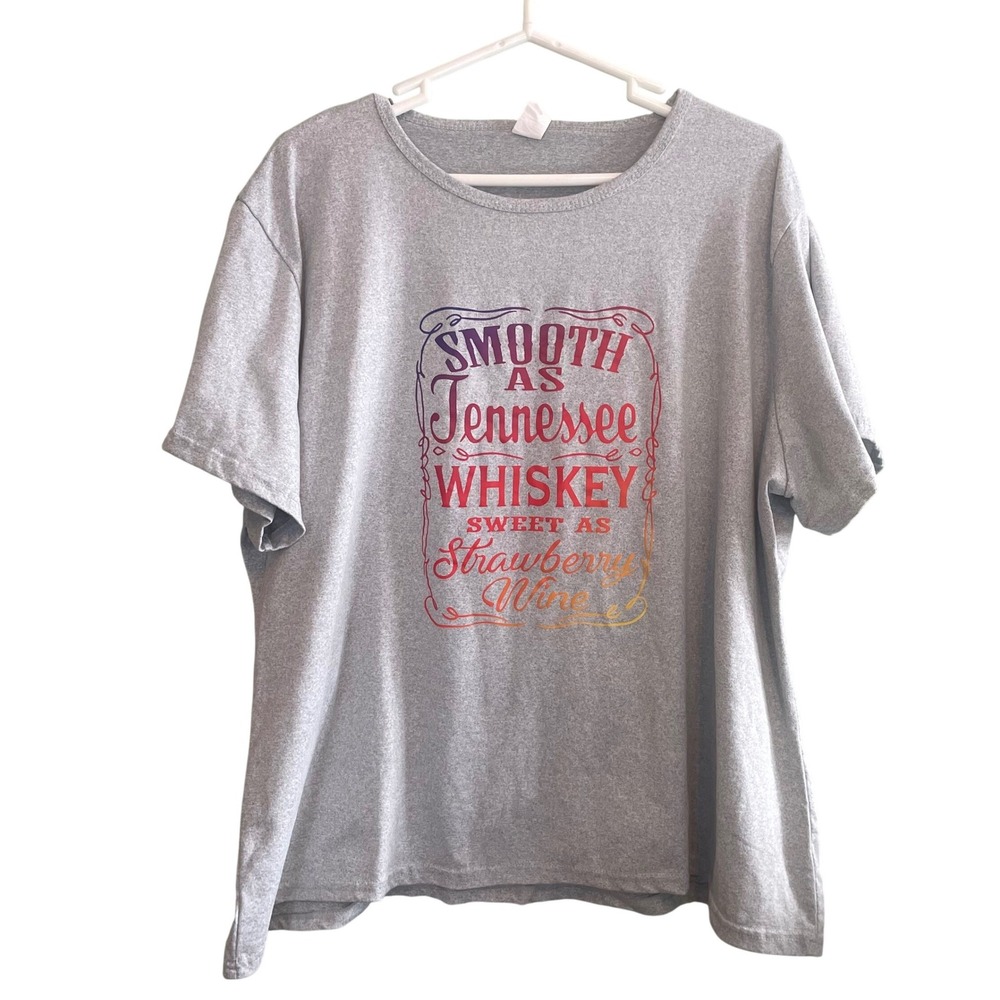 Smooth As Tennessee Whiskey Oversized Casual Short‎ Sleeve Shirt Gray Size 5XL